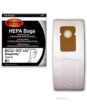 Envirocare Riccar Type B Bags for 8000 8900 HEPA w closure