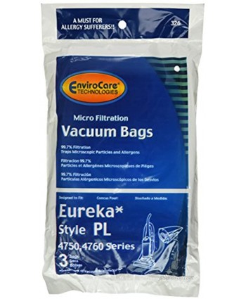 EnviroCare Style PL Replacement Upright Vacuum Bags Designed To Fit Eureka Electrolux 12 Pack