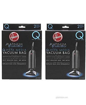 Hoover AH10000 Platinum Type-Q HEPA Vacuum Bag Two 2-Packs: Total 4 Bags 4 Bags