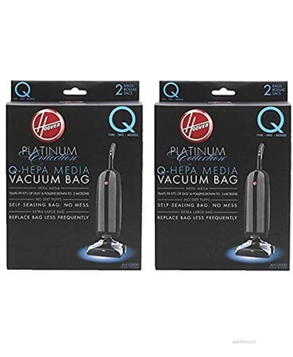 Hoover AH10000 Platinum Type-Q HEPA Vacuum Bag Two 2-Packs: Total 4 Bags 4 Bags
