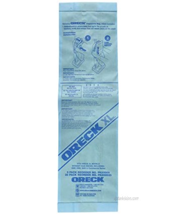 Oreck Commercial PK80009 Disposable Vacuum Bags XL Standard Filtration 9 Pack FITS ORECK XL MODELS Without Bag DOCKS INCLUDING 2000 8000 9000 and Commercial Series