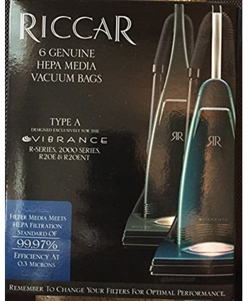 Riccar HEPA Filtration Bags fits Most Vibrance R-Series 2000-Series R20E & R20ENT Series Vacuums Part # RAH-6. 6