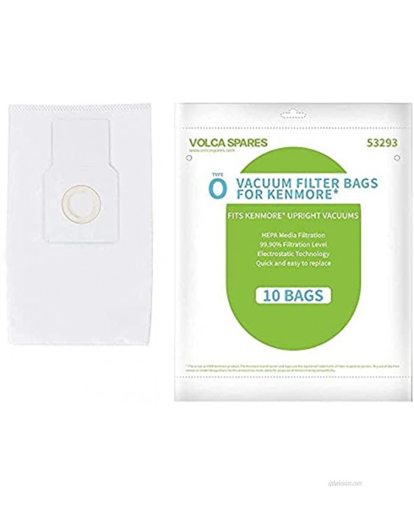 Volca Spares Pack of 10 Type O HEPA Media Filter Bags for Kenmore Vacuum BU1017 31140 31150 Part No. 53294