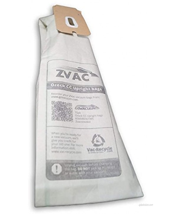 ZVac Replacement for Oreck CC & Oreck XL Vacuum Bags Compatible with Oreck XL7 XL21 2000's 3000's 4000's 8000's 9000's Upright Vacuum Cleaner Restores Parts # CCPK8DW PK2008 59220-8 Pack