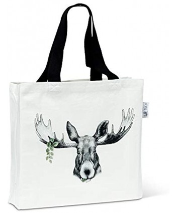 Abbott Collection 56-TB-CN-04 Forest Prince Moose Tote Bag-15x16 l 15x16 inches L White and Black