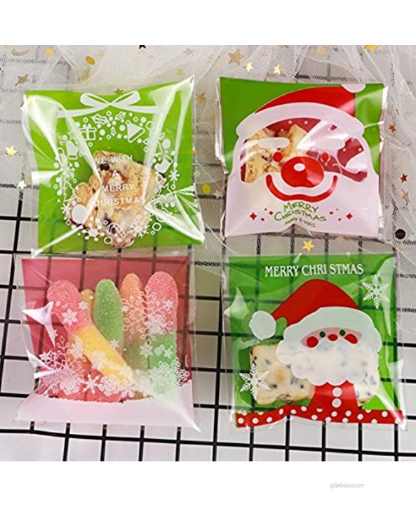 Axgo 100 Pcs 4X 4 inches Cute Self-Adhesive Gift Food Small Biscuit Candy Packing Bags D