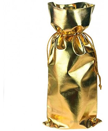 Homeford Firefly Imports Metallic Lamé Wine Bottle Bag 15-Inch 10-Pack Gold 15 x 6.5