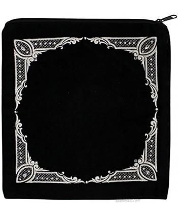 Majestic Giftware Tefillin Bag Bar Mitzvah Velvet Embroidery Four Corner Diamond Design Stones 10.5" x 10.5" Black Silver