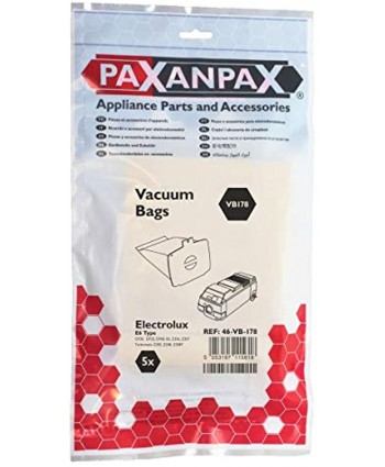 Paxanpax VB178 Compatible Paper Bags Electrolux 'E6' Turbomatic Z355-Z358 D715 EC738 Series Pack of 5