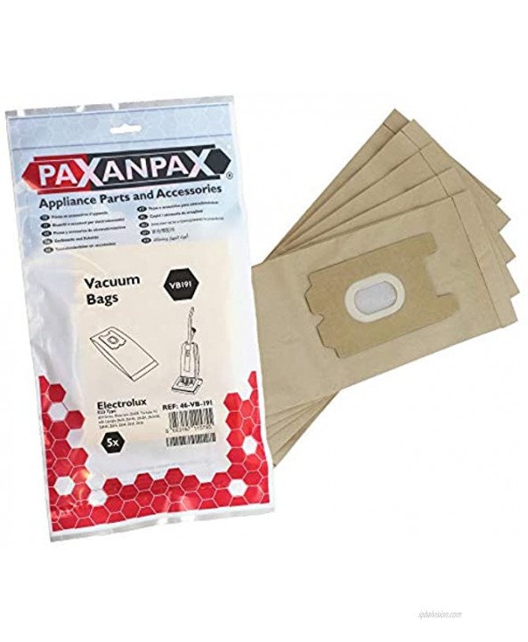 Paxanpax VB191 Compatible Paper Bags Electrolux 'E23' Z400 Z600 Series Pack of 5