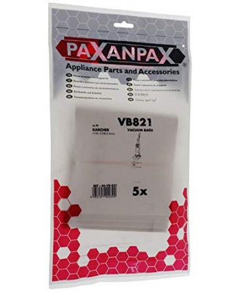 Paxanpax VB821 Compatible Paper Vacuum Bags for Karcher CV30 CV38 CV48 Series Pack of 5 Brown