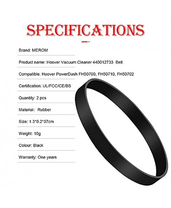 MEROM Vacuum Replacement Belt Compatible with Hoover PowerDash FH50700 FH50710 FH50702 Stretch Vacuum Belts Replace Part Numbe #440012733 2 Pack