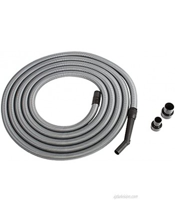 Cen-Tec Systems 30 Ft. Premium Shop Vacuum Extension Hose with 2 tank adapters and 1.25" curved end Silver