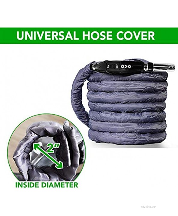 Nadair OVO Universal Padded Cover Fits All 40 to 42 ft Central Vacuum Hose Machine Washable Easy to Install with Zipper 42ft Grey