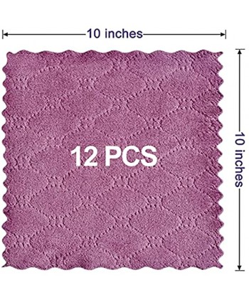 12PCS TallsooU Purple-Grey Reusable Cleaning Cloths 10 x 10 inch Ultra-Soft and Absorbent Kitchen Towels Dish Cloth for Furniture Rags Tea Towels Tableware Quick-Drying Towels Kitchen Towels