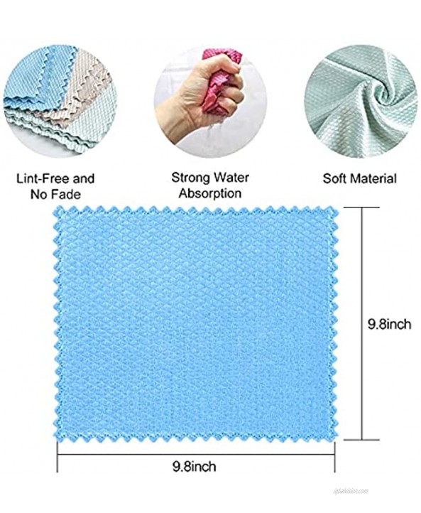 24 Pieces Fish Scale Microfiber Polishing Cleaning Cloth Reusable Microfiber Lint Free Scrubbing Cloth Multi-Purpose Towels for Glass No Watermark Dishes Mirrors Windows 6 Colors 9.8” x 9.8”