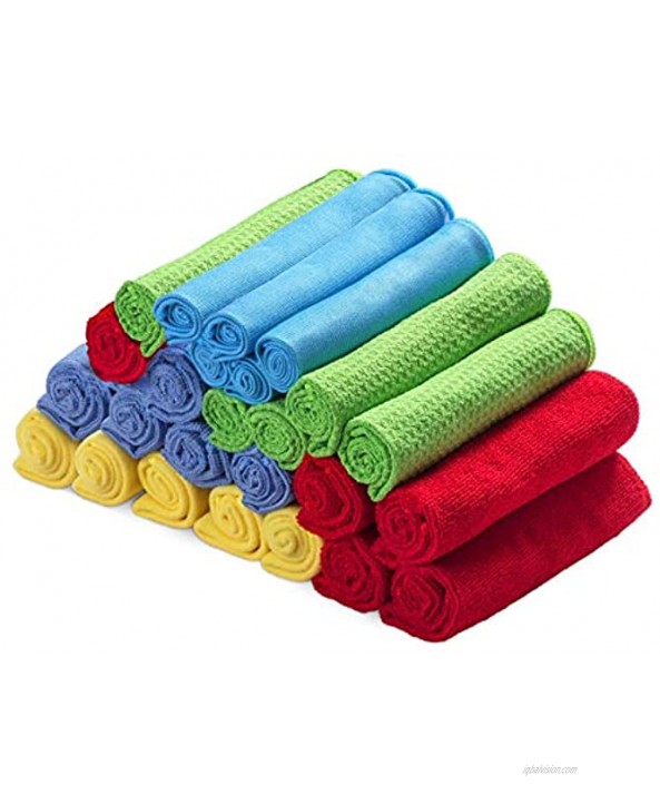 25Pcs 5 Different Multipurpose Cleaning Cloth Microfiber Cleaning Towels Rags Wash Cloths for Household and Car 5 Colors Rags 13.2 x 13.2