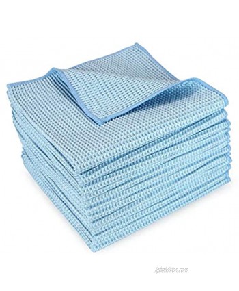 Arkwright Microfiber Waffle Cloths Pack of 12 Perfect for Cleaning Countertops Windows Auto Detailing Dusting 16 x 16 Inch Blue