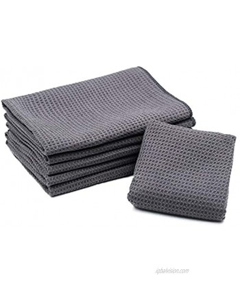 AVA Prime 6 PCS Microfiber Cleaning Towel Waffle Weave Drying Cloth for Stainless Steel Appliances Wine Glass Window and Dishes -16x16 Inch