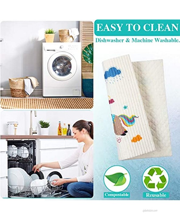 Boao 6 Pieces Llama Swedish Dishcloths Cleaning Cloths High Absorbent and Quick Natural Cellulose No Odor Reusable for Kitchen Hand Counter Wipes