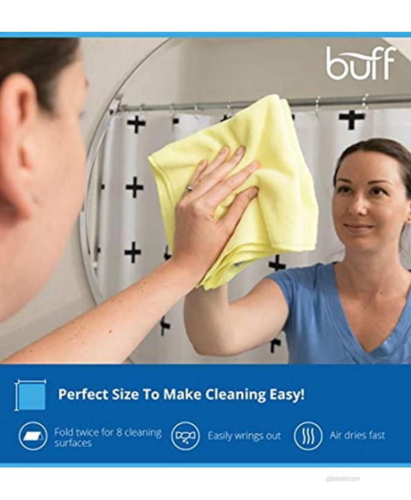 Buff Microfiber Cleaning Cloth | Pink 12 Pack | Size 16 x 16 | All Purpose Microfiber Towels Clean Dust Polish Scrub Absorbent