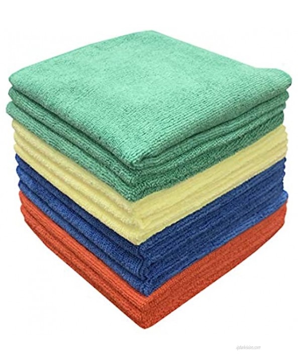 CleanAide Auto Detailing and Home Cleaning 300GSM Microfiber Towel 16 x 16 Inches 4 Color 12 Pack