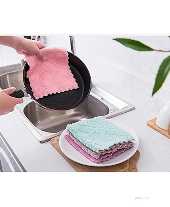 Cleaning Cloth-Double-Sided Microfiber Kitchen Dish Cloth and Lint Free Cleaning Towel,6x10,Highly Absorbent Coral Fleece Dishcloths Rapid Water Absorption and Fast Dry 10-Pack