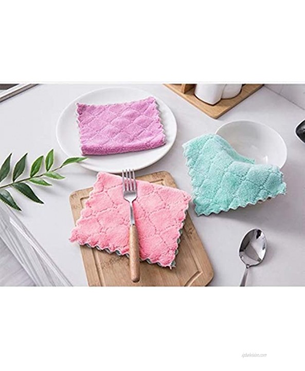 Cleaning Cloth-Double-Sided Microfiber Kitchen Dish Cloth and Lint Free Cleaning Towel,6x10,Highly Absorbent Coral Fleece Dishcloths Rapid Water Absorption and Fast Dry 10-Pack