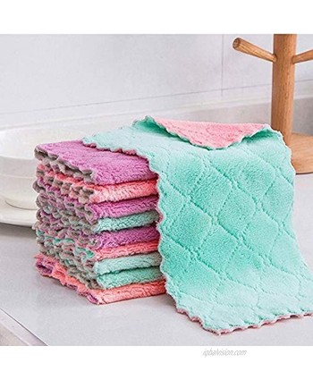 Cleaning Cloth-Double-Sided Microfiber Kitchen Dish Cloth and Lint Free Cleaning Towel,6"x10",Highly Absorbent Coral Fleece Dishcloths Rapid Water Absorption and Fast Dry 10-Pack