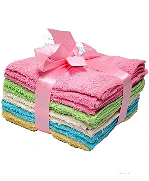 COLIBYOU Deluxe 100% Cotton Washcloths Machine Washable Cleaning Rags New Improved Wash Cloths for Bathroom or Around The House- Colors May Vary New Pack- 12pk