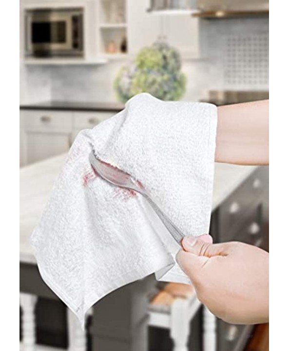 Cotton Terry Towel Cleaning Cloths 100% Cotton Terry Cloth Bar Rags White Bar Towels Multi-Purpose High Absorbent Terry Towels for Cleaning Auto Detailing or Painters White 12x12 Pack of 50