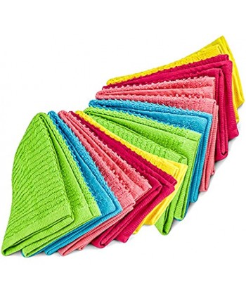 DecorRack 10 Pack Kitchen Dish Towels 100% Cotton 12 x 12 Inch Small Dish Cloths Perfect Cleaning Cloth for Washing Dishes Kitchen Bar Counter and Car Spring Colors Pack of 10