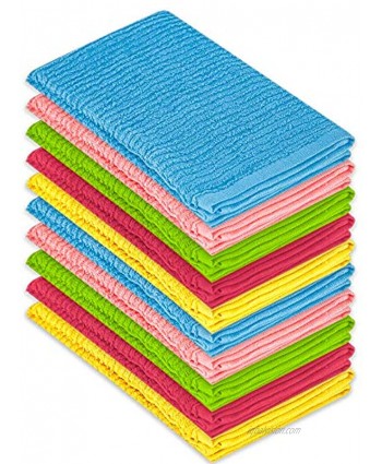 DecorRack 10 Pack Kitchen Dish Towels 100% Cotton 12 x 12 Inch Small Dish Cloths Perfect Cleaning Cloth for Washing Dishes Kitchen Bar Counter and Car Spring Colors Pack of 10