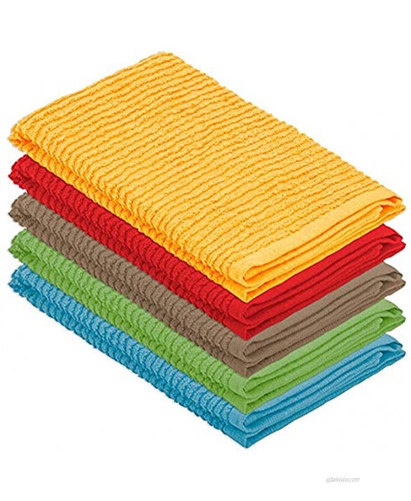 DecorRack 5 Pack Small Kitchen Dish Towels 100% Cotton 12 x 12 Inch Dish Cloths Perfect Cleaning Cloth for Washing Dishes Kitchen Bar Counter and Car Assorted Colors Pack of 5