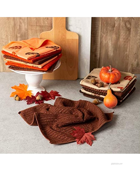 DII Microfiber Autumn Leaves Dishcloth Orange & Taupe