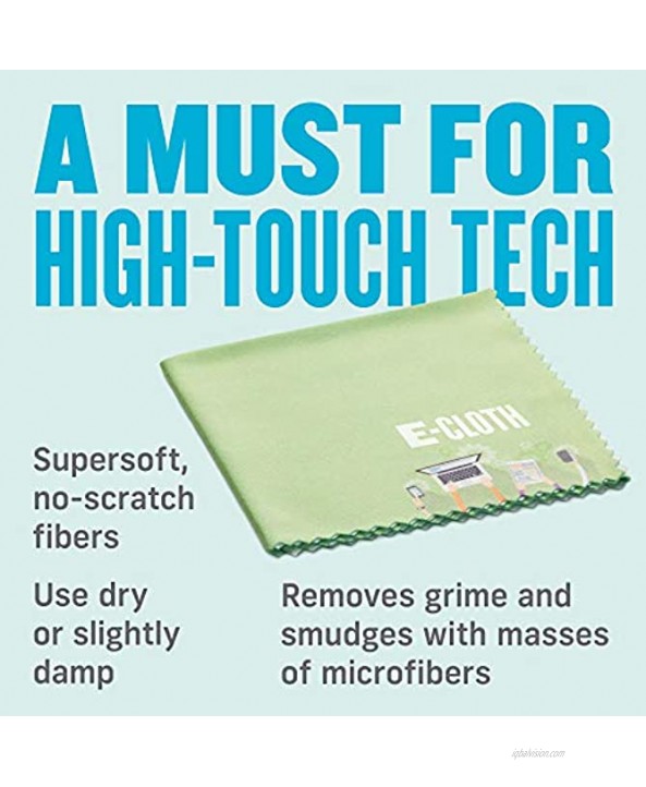 E-Cloth Reusable Personal Electronics Microfiber Cleaning Cloth for Phones Tablets & Devices 300 Wash Guarantee Green 3 Pack