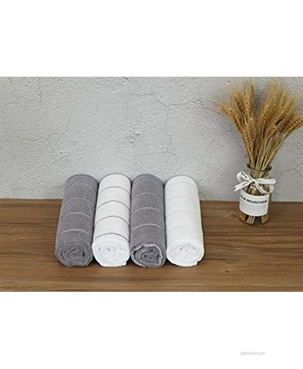 Gryeer 12 Pack Microfiber Kitchen Towels Super Absorbent Soft and Lint Free Dish Towels Stripe Designed 18 x 26 Inch Gray and White