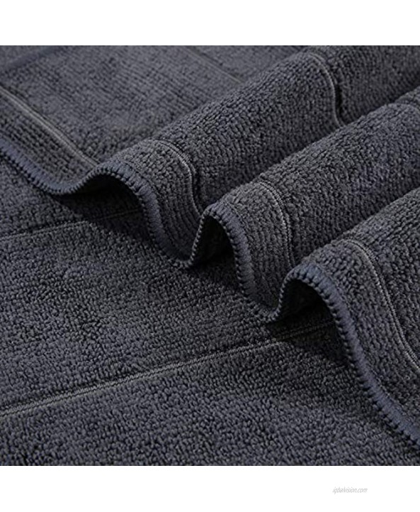 Homaxy Microfiber Kitchen Dish Towels Ultra Soft and Super Absorbent Cleaning Towels 18 x 28 Inch 8 Pack Stripe Designed Dark Grey
