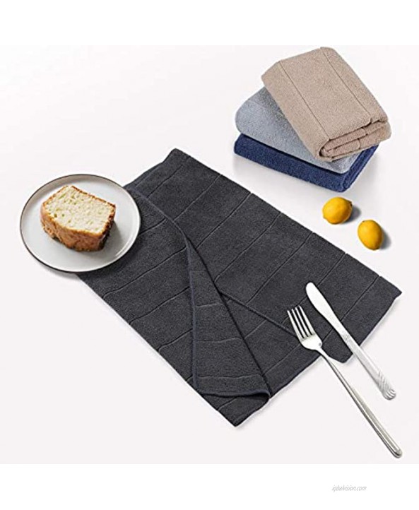 Homaxy Microfiber Kitchen Dish Towels Ultra Soft and Super Absorbent Cleaning Towels 18 x 28 Inch 8 Pack Stripe Designed Dark Grey