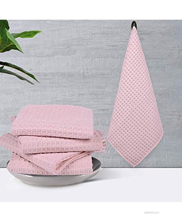 Homaxy Premium Microfiber Waffle Weave Kitchen Towels 16 x 28 Inch Ultra Absorbent and Solid Color Dish Towels 4 Pack Pink