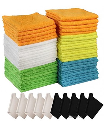 Lelix 60 Pack Microfiber Cleaning Cloth 50 Pack of Microfiber Cloths with 10 Pack Lense Cleaning Cloths for Car Kitchen and House High Absorbent Lint-Free Streak-Free
