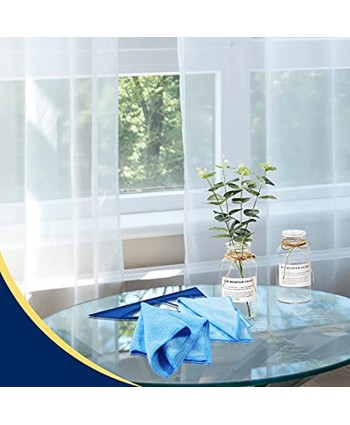 Microfiber Cleaning Cloths 3-in-1 Window Glass Scrubbing & Polishing Towels with Window Squeegee Kit Basic & Environmental Rags Package for Kitchen Window Car Bathroom Quick Washing 12"X12" Blue