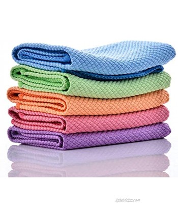 Microfiber Cleaning Dish Cloths for Washing Dishes Dish Towels and Dishcloths Sets for Kitchen Dish Rags Soft Absorbent Quick Drying 12 x 16'' 5 Pack Mixed Color