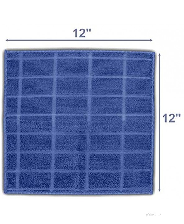 Microfiber Kitchen Dish Cloths for Washing Dishes with Poly Scour Side Fast Dry no Odor wash Cloth with Scrubber Side Dish Rags with mesh Back. 12x12 8X Navy Blue