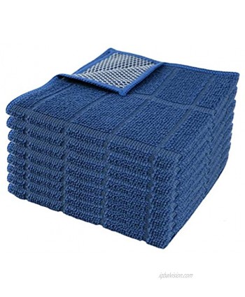 Microfiber Kitchen Dish Cloths for Washing Dishes with Poly Scour Side Fast Dry no Odor wash Cloth with Scrubber Side Dish Rags with mesh Back. 12x12 8X Navy Blue