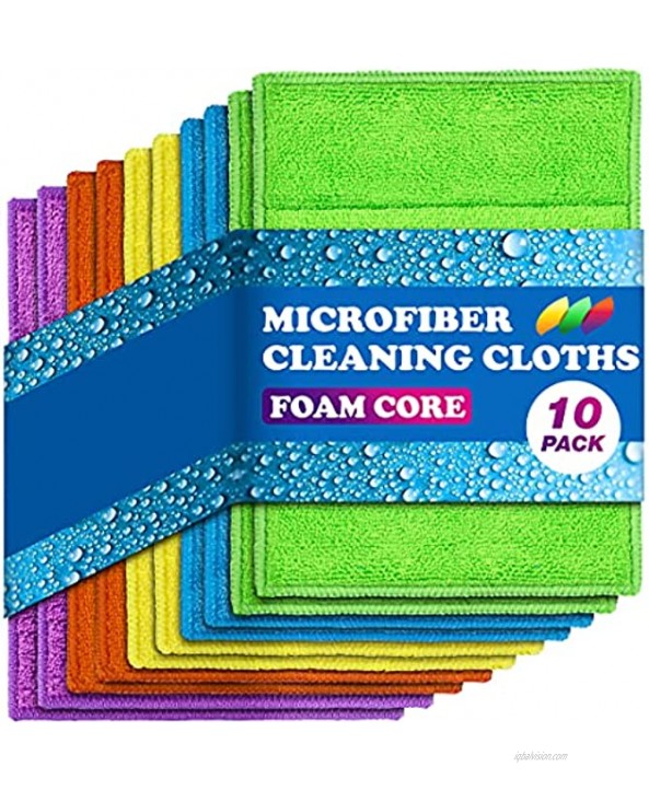 Microfiber Sponge Cloth for Kitchen Bathroom 7”x 9” 10 Pack Reusable Cleaning Cloths for House Washable Microfiber Dish Cloths-Kitchen Cleaning Supplies-Super Soft Absorbs a Lot of Water