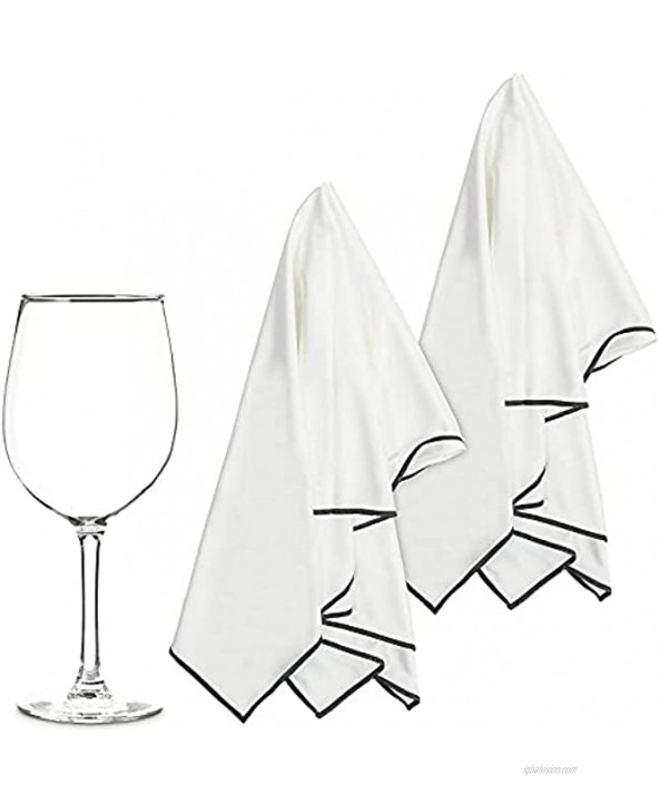 Microfiber Wine Glass Cleaning Cloths Lint Free 27.5 x 20 in White 2 Pack
