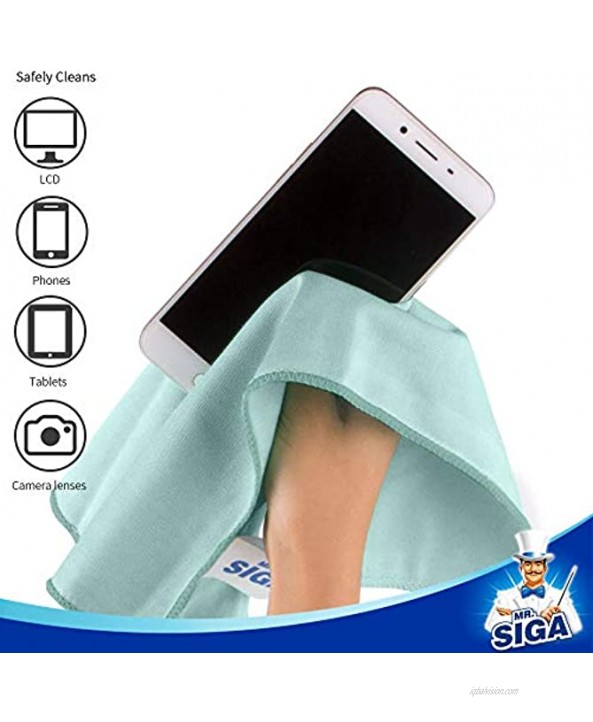 MR.SIGA Ultra Fine Microfiber Cloths for Glass Pack of 12 35 x 40cm 13.7 x 15.7