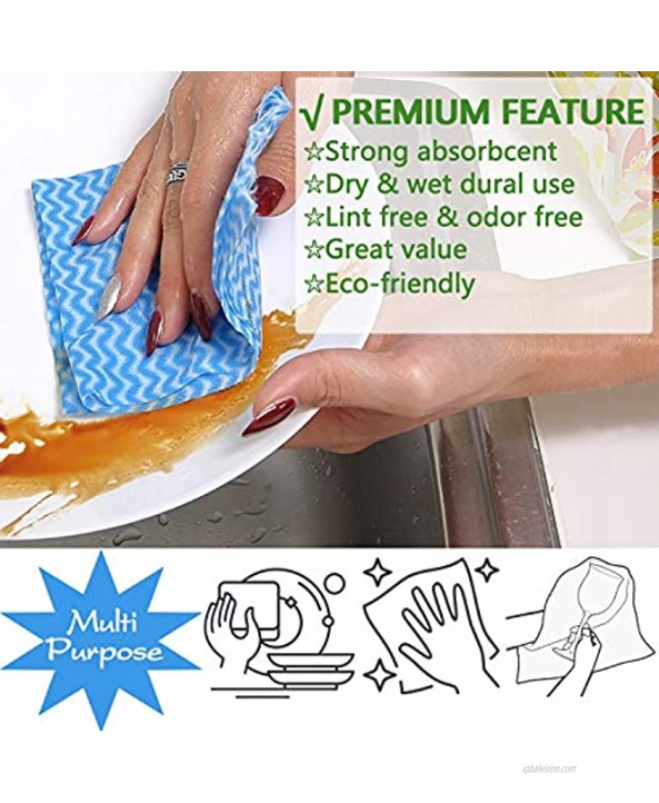 PandS Reusable Paper Towels for Kitchen 10″ x 15.7″ Large Thick Dish Towels for Drying Dishes Dish Rags Cleaning Wipes Strong Absorbent Quick Dry 2 Rolls 60 Ct