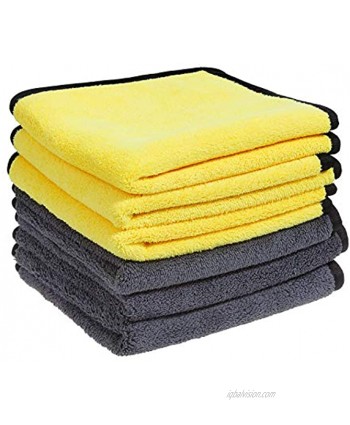 Premium Edgeless Microfiber Cleaning Cloths 6 Pack| 12” x 12” All Purpose Hand Towels for Car Washing and Detailing Housewares Windows Bathrooms Electronics | Reusable Home & Auto Towel Set